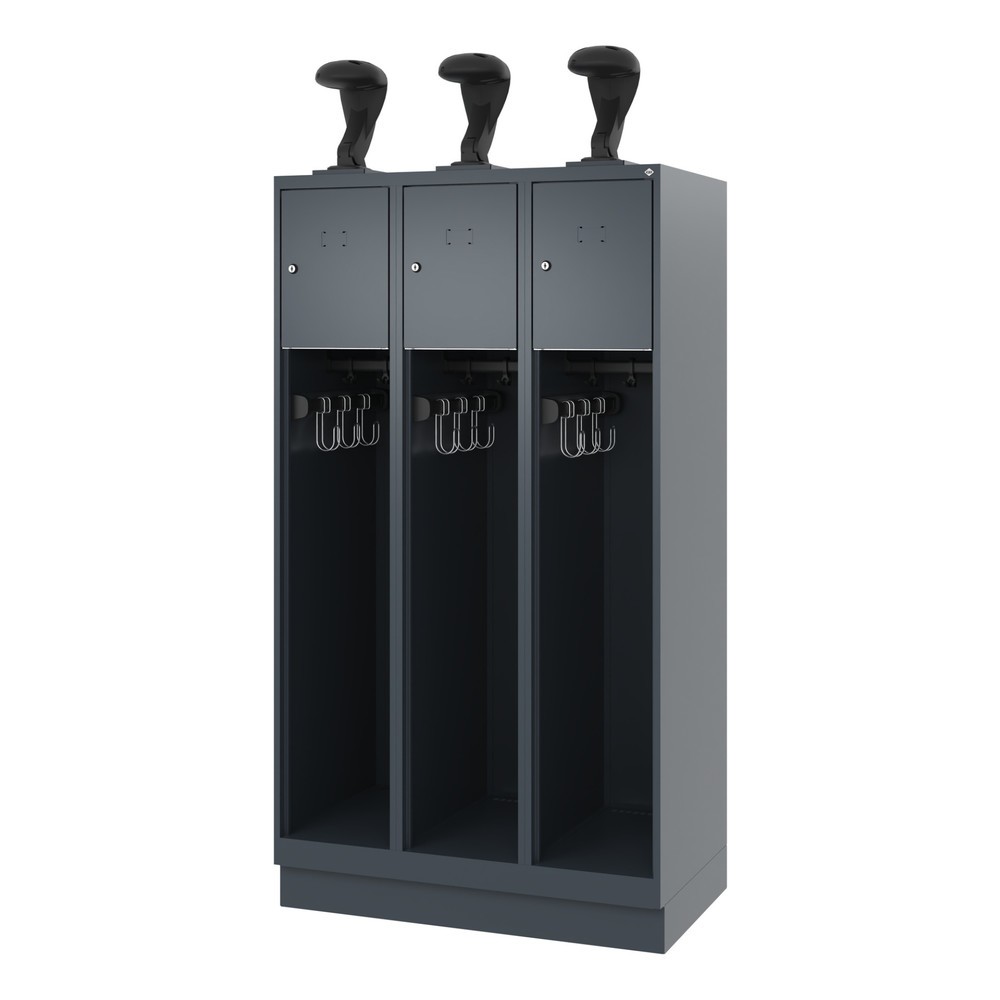 Produktabbildung Nr. 5: C+P Vestiaire pompier YOUNGSTER, socle, 3 compartiments, HxlxP 1 530 x 900 x 500 mm, gris anthracite, avec support de casque