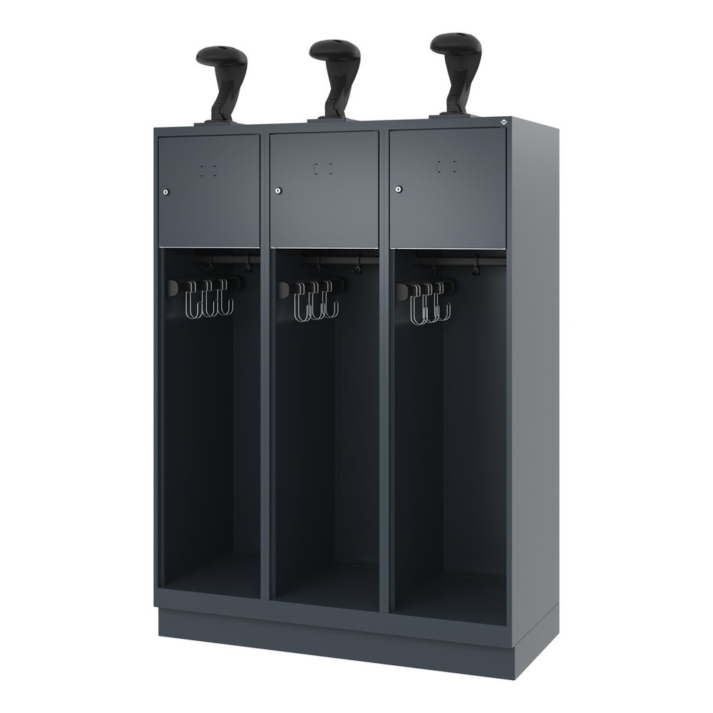 Produktabbildung Nr. 5: C+P Vestiaire pompier YOUNGSTER, socle, 3 compartiments, HxlxP 1 530 x 1 200 x 500 mm, gris anthracite, avec support de casque