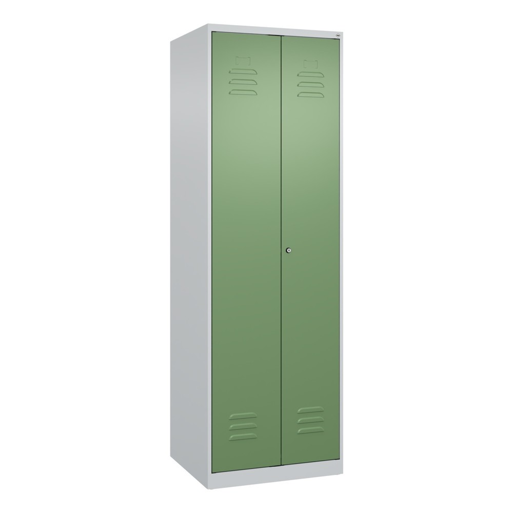 Produktabbildung: C+P Wäsche-, Garderobenspind Classic PLUS, 2 Abteile, HxBxT 1.850 x 600 x 500 mm, lichtgrau, resedagrün, Zylinderschloss