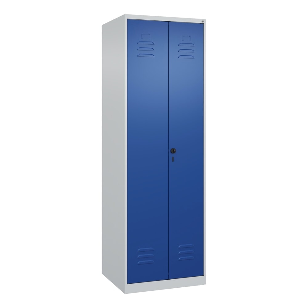 N° de l'image du produit 9 : C+P Wäsche-, Garderobenspind Classic PLUS, 2 Abteile, HxBxT 1.850 x 600 x 500 mm, lichtgrau, enzianblau, für Vorhängeschloss