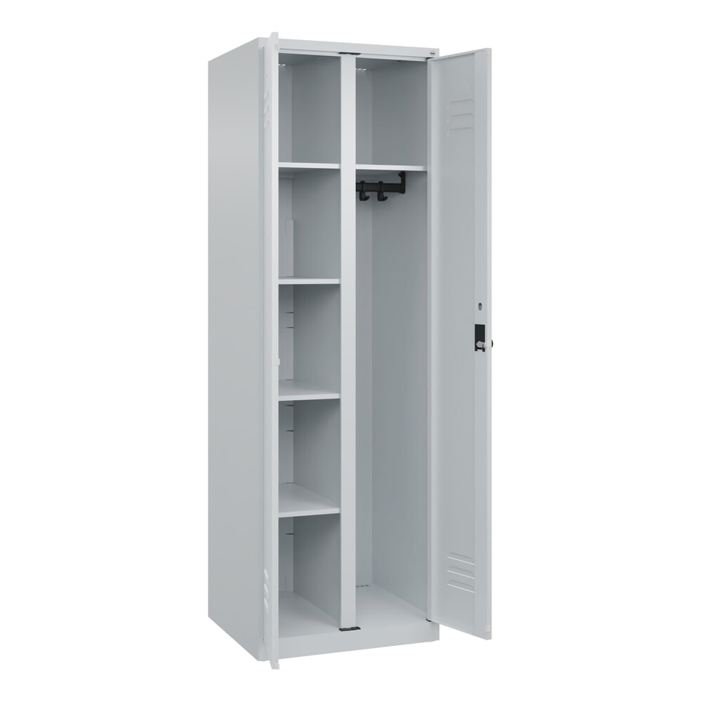 N° de l'image du produit 1 : C+P Wäsche-, Garderobenspind Classic PLUS, 2 Abteile, HxBxT 1.850 x 600 x 500 mm, lichtgrau, lichtgrau, für Vorhängeschloss