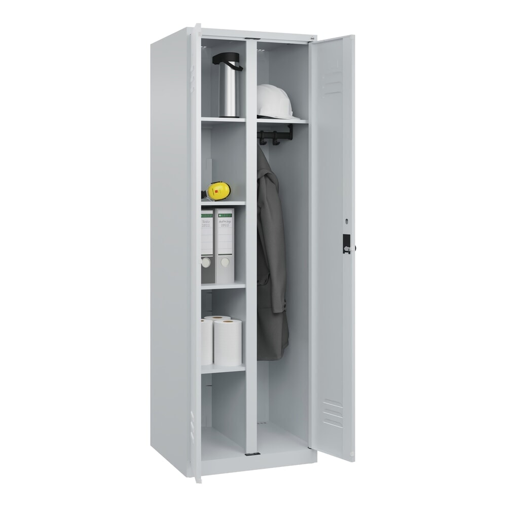N° de l'image du produit 10 : C+P Wäsche-, Garderobenspind Classic PLUS, 2 Abteile, HxBxT 1.850 x 600 x 500 mm, lichtgrau, lichtgrau, für Vorhängeschloss