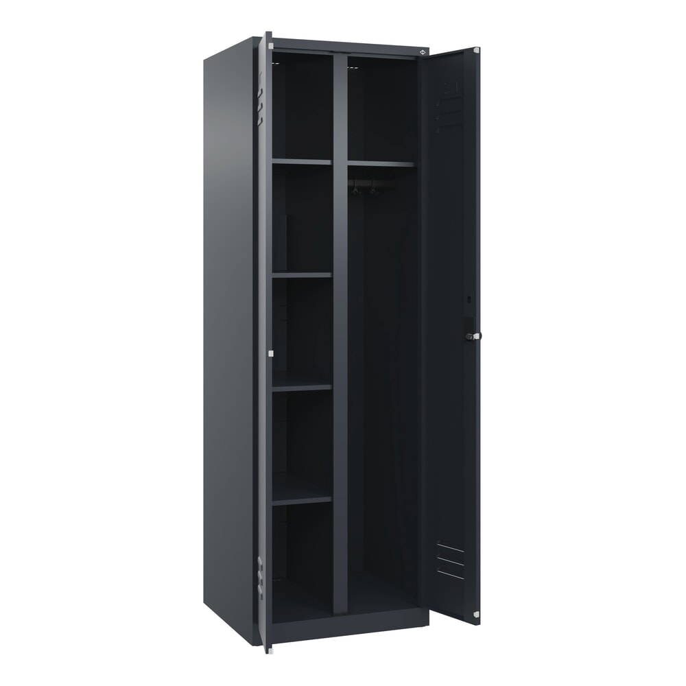 Illustration du produit: C+P Wäsche-, Garderobenspind Classic PLUS, 2 Abteile, HxBxT 1.850 x 600 x 500 mm, anthrazitgrau, anthrazitgrau, für Vorhängeschloss