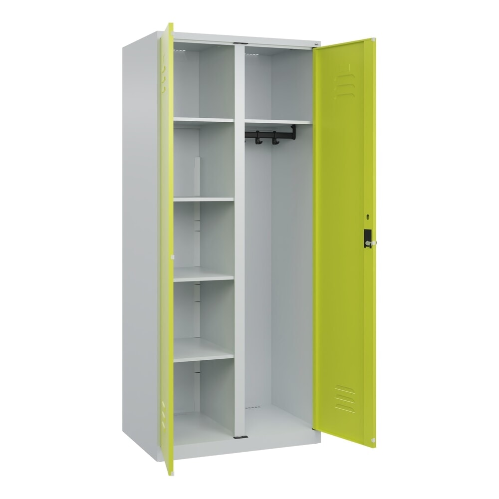 Illustration du produit: C+P Wäsche-, Garderobenspind Classic PLUS, 2 Abteile, HxBxT 1.850 x 800 x 500 mm, lichtgrau, clowngrün, für Vorhängeschloss