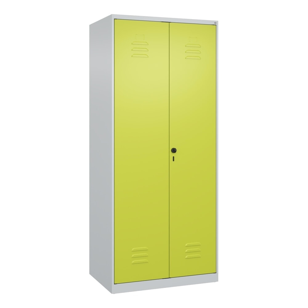 N° de l'image du produit 9 : C+P Wäsche-, Garderobenspind Classic PLUS, 2 Abteile, HxBxT 1.850 x 800 x 500 mm, lichtgrau, clowngrün, für Vorhängeschloss