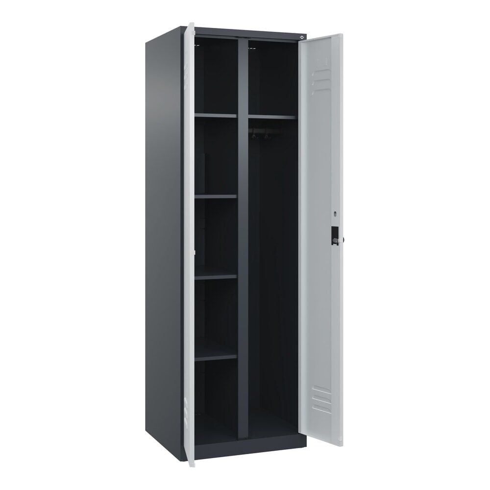 Illustration du produit: C+P Wäsche-, Garderobenspind Classic PLUS, 2 Abteile, HxBxT 1.850 x 600 x 500 mm, anthrazitgrau, lichtgrau, für Vorhängeschloss