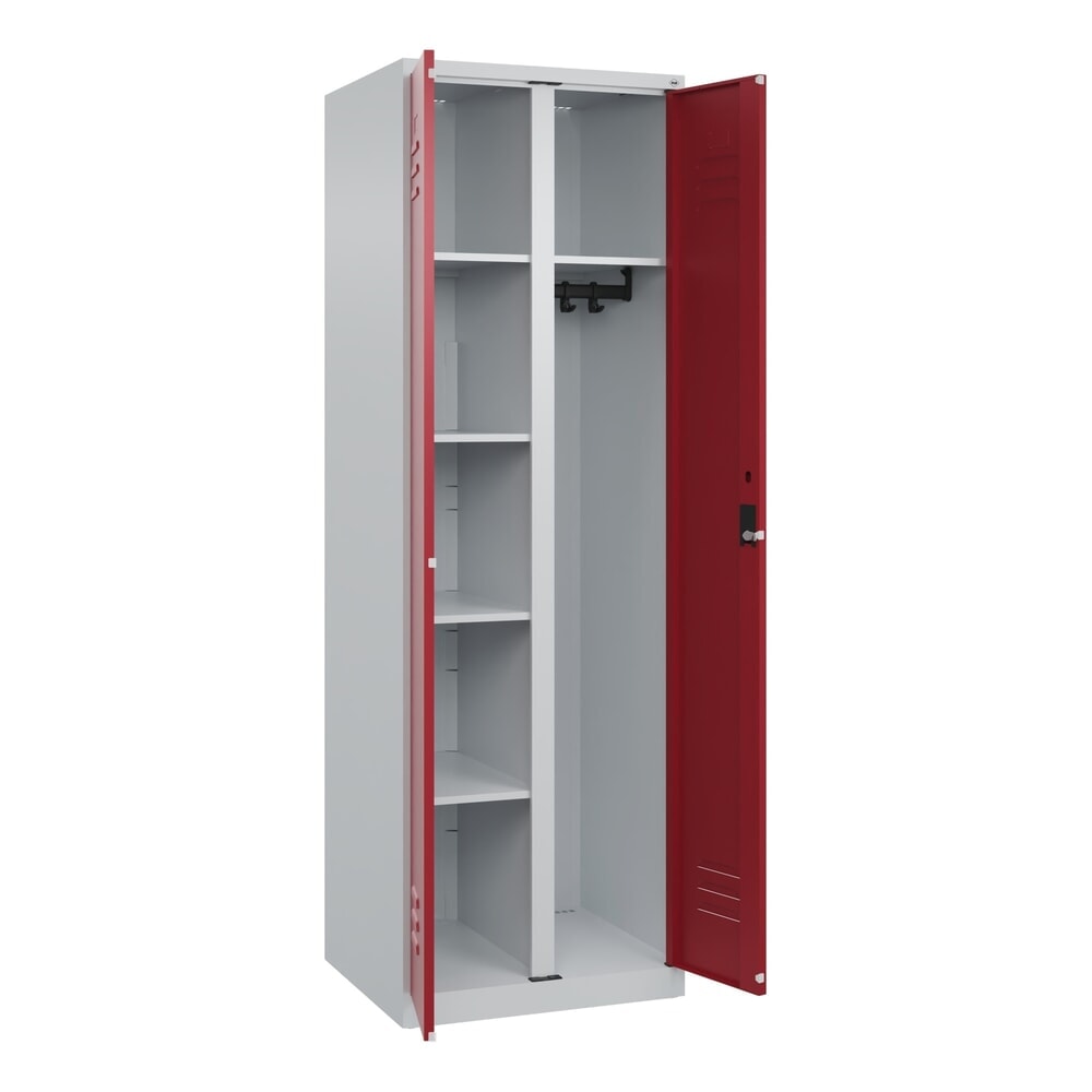 Illustration du produit: C+P Wäsche-, Garderobenspind Classic PLUS, 2 Abteile, HxBxT 1.850 x 600 x 500 mm, lichtgrau, rubinrot, Zylinderschloss