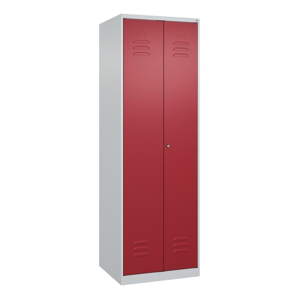 N° de l'image du produit 9 : C+P Wäsche-, Garderobenspind Classic PLUS, 2 Abteile, HxBxT 1.850 x 600 x 500 mm, lichtgrau, rubinrot, Zylinderschloss