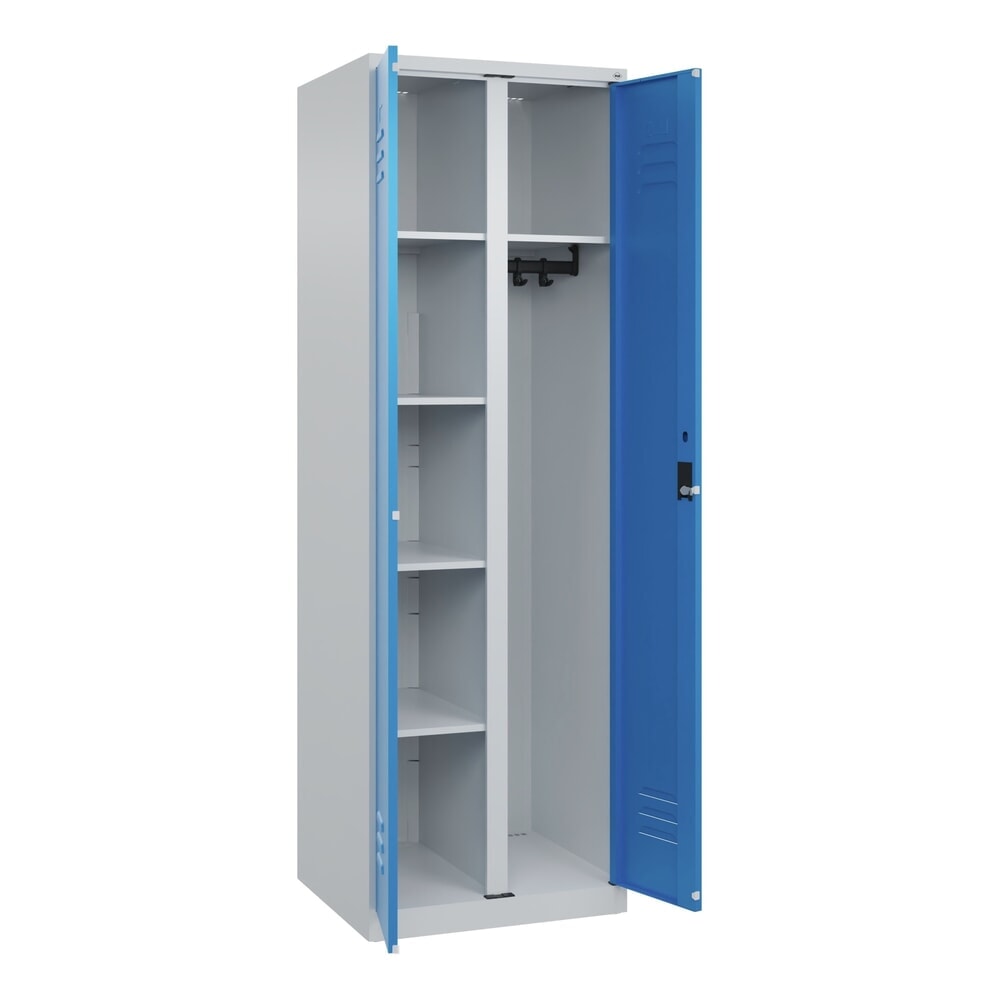 Illustration du produit: C+P Wäsche-, Garderobenspind Classic PLUS, 2 Abteile, HxBxT 1.850 x 600 x 500 mm, lichtgrau, lichtblau, Zylinderschloss