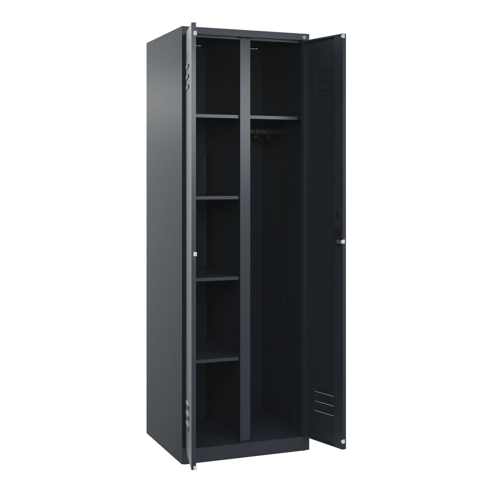 N° de l'image du produit 1 : C+P Wäsche-, Garderobenspind Classic PLUS, 2 Abteile, HxBxT 1.850 x 600 x 500 mm, anthrazitgrau, anthrazitgrau, Zylinderschloss