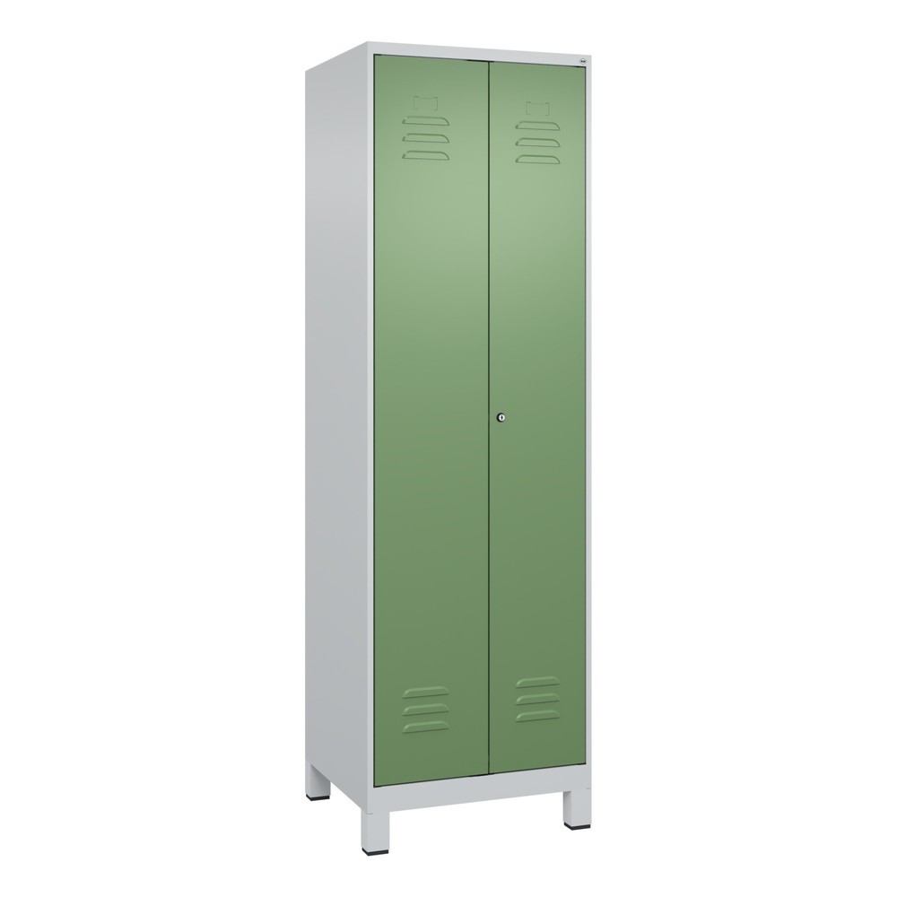 Illustration du produit: C+P Wäsche-, Kombispind Classic PLUS, Füße, 2 Abteile, HxBxT 1.950 x 600 x 500 mm, lichtgrau, resedagrün, Zylinderschloss
