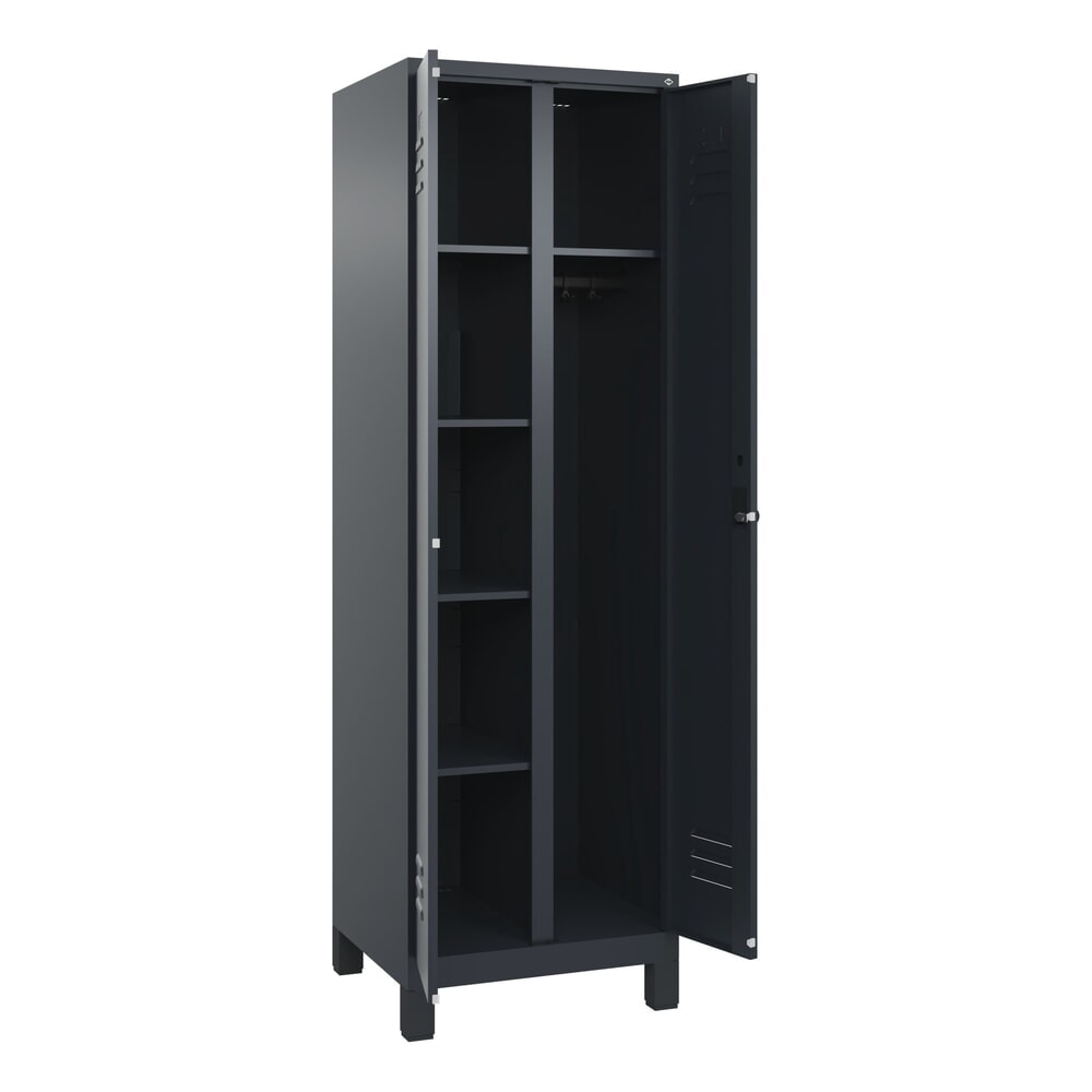 Produktabbildung: C+P Wäsche-, Kombispind Classic PLUS, Füsse, 2 Abteile, HxBxT 1.950 x 600 x 500 mm, anthrazitgrau, anthrazitgrau, für Vorhängeschloss