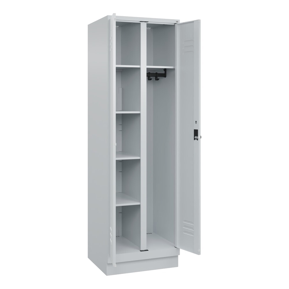 Illustration du produit: C+P Mehrzweck-Putzmittelschrank Classic PLUS, Sockel, 2 Abteile, HxBxT 1.950 x 600 x 500 mm, lichtgrau, lichtgrau, für Vorhängeschloss