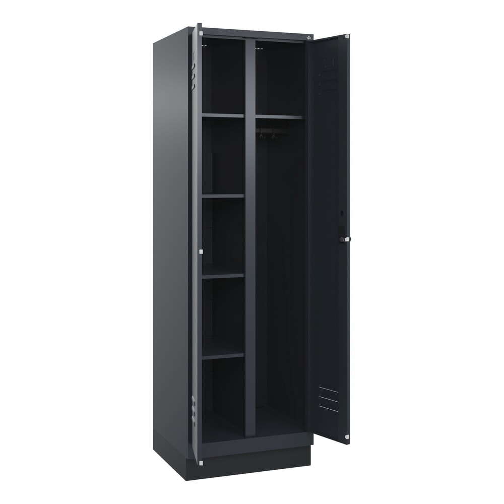 Produktabbildung: C+P Wäsche-, Kombispind Classic PLUS, Sockel, 2 Abteile, HxBxT 1.950 x 600 x 500 mm, anthrazitgrau, anthrazitgrau, für Vorhängeschloss