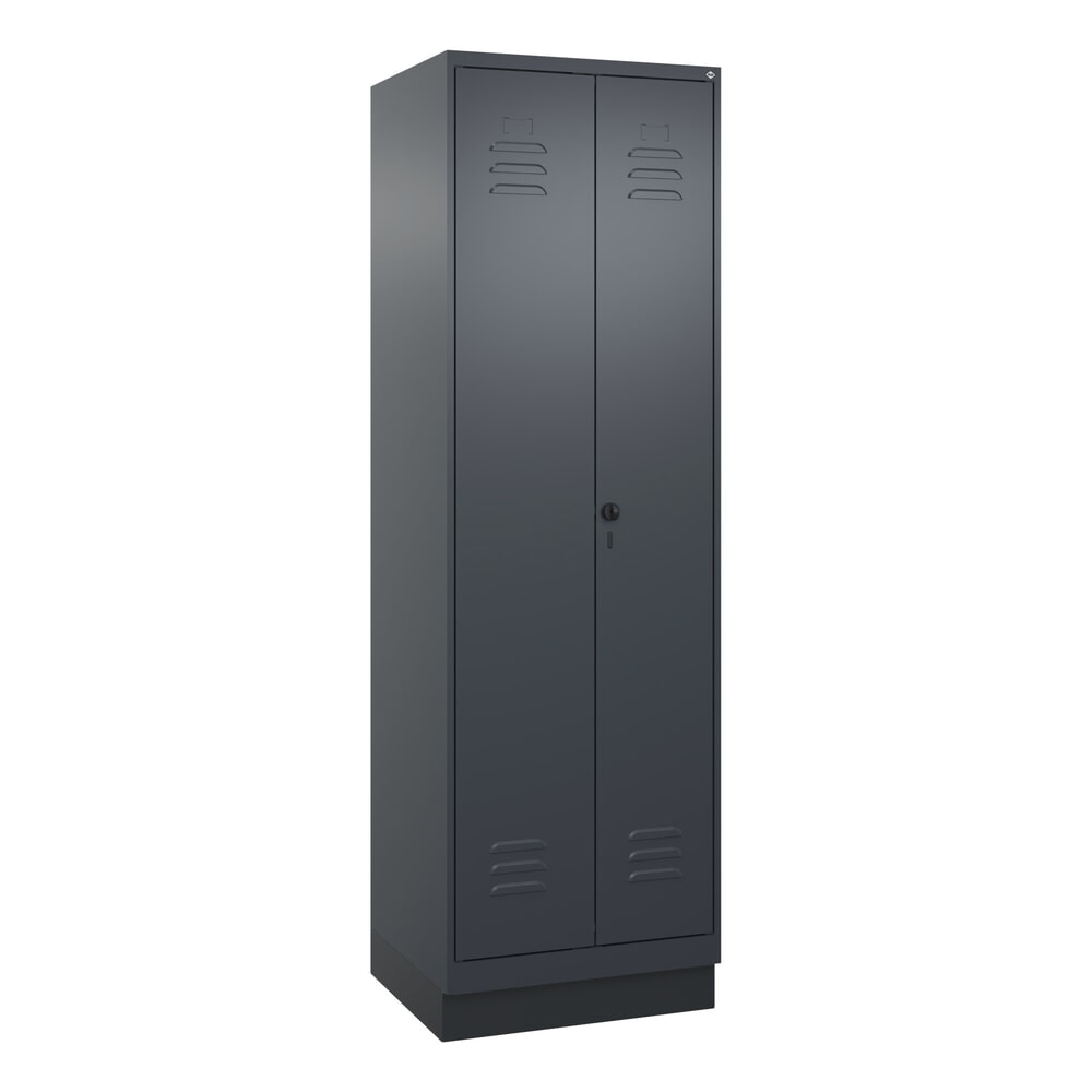 N° de l'image du produit 9 : C+P Wäsche-, Kombispind Classic PLUS, Sockel, 2 Abteile, HxBxT 1.950 x 600 x 500 mm, anthrazitgrau, anthrazitgrau, für Vorhängeschloss
