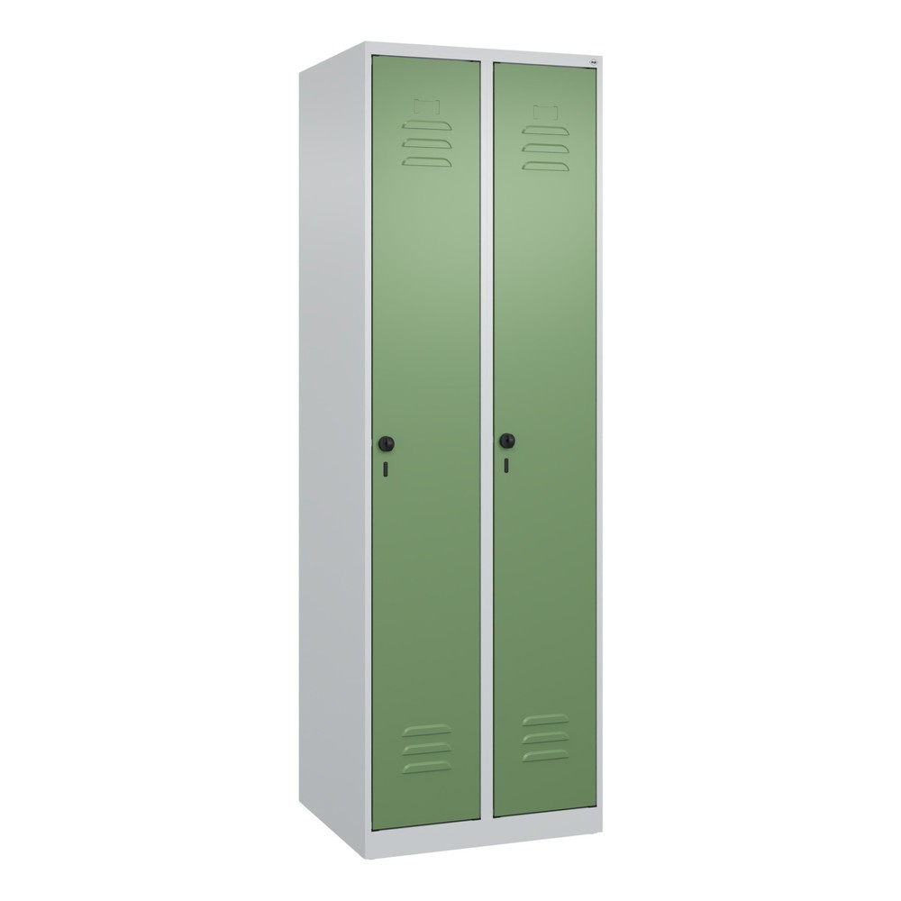 Illustration du produit: C+P Wäsche-Spind Classic PLUS, 2 Abteile, HxBxT 1.850 x 600 x 500 mm, lichtgrau, resedagrün, für Vorhängeschloss, ohne Mitteltrennwand