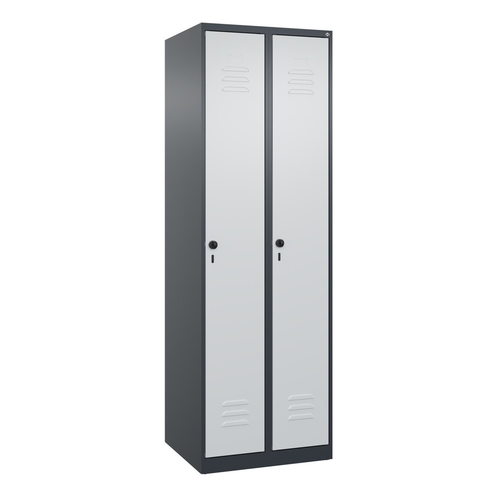Produktabbildung: C+P Wäsche-Spind Classic PLUS, 2 Abteile, HxBxT 1.850 x 600 x 500 mm, anthrazitgrau, lichtgrau, für Vorhängeschloss, ohne Mitteltrennwand