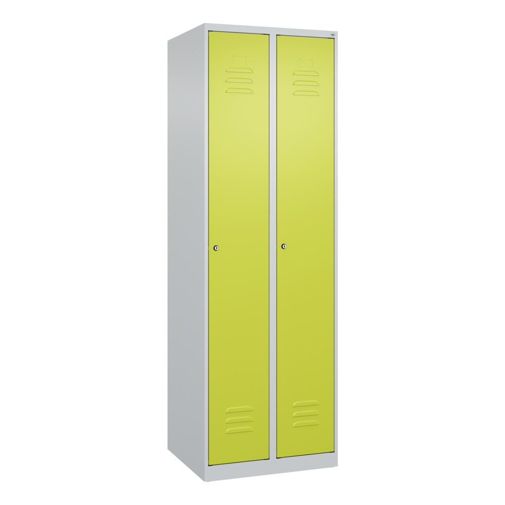 Produktabbildung: C+P Wäsche-Spind Classic PLUS, 2 Abteile, HxBxT 1.850 x 600 x 500 mm, lichtgrau, clowngrün, Zylinderschloss, ohne Mitteltrennwand