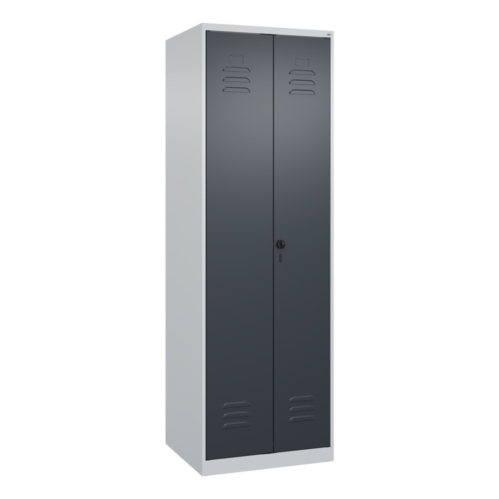 Produktabbildung: C+P Wäsche-Spind Classic PLUS, 2 Abteile, HxBxT 1.850 x 600 x 500 mm, lichtgrau, anthrazitgrau, für Vorhängeschloss, mit Mitteltrennwand