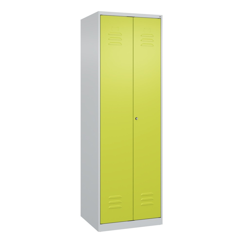 Produktabbildung: C+P Wäsche-Spind Classic PLUS, 2 Abteile, HxBxT 1.850 x 600 x 500 mm, lichtgrau, clowngrün, Zylinderschloss, mit Mitteltrennwand