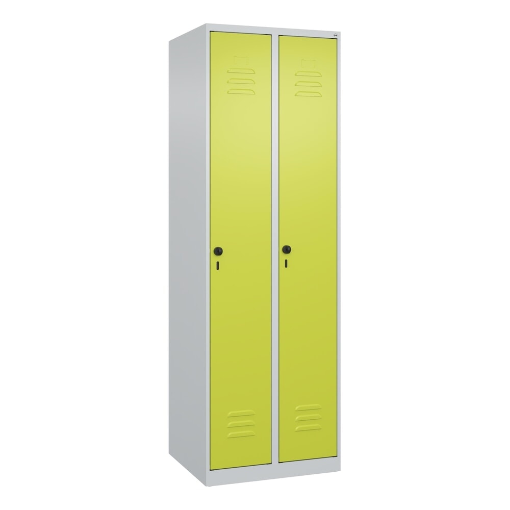 N° de l'image du produit 9 : C+P Wäsche-Spind Classic PLUS, 2 Abteile, HxBxT 1.850 x 600 x 500 mm, lichtgrau, clowngrün, für Vorhängeschloss, ohne Mitteltrennwand