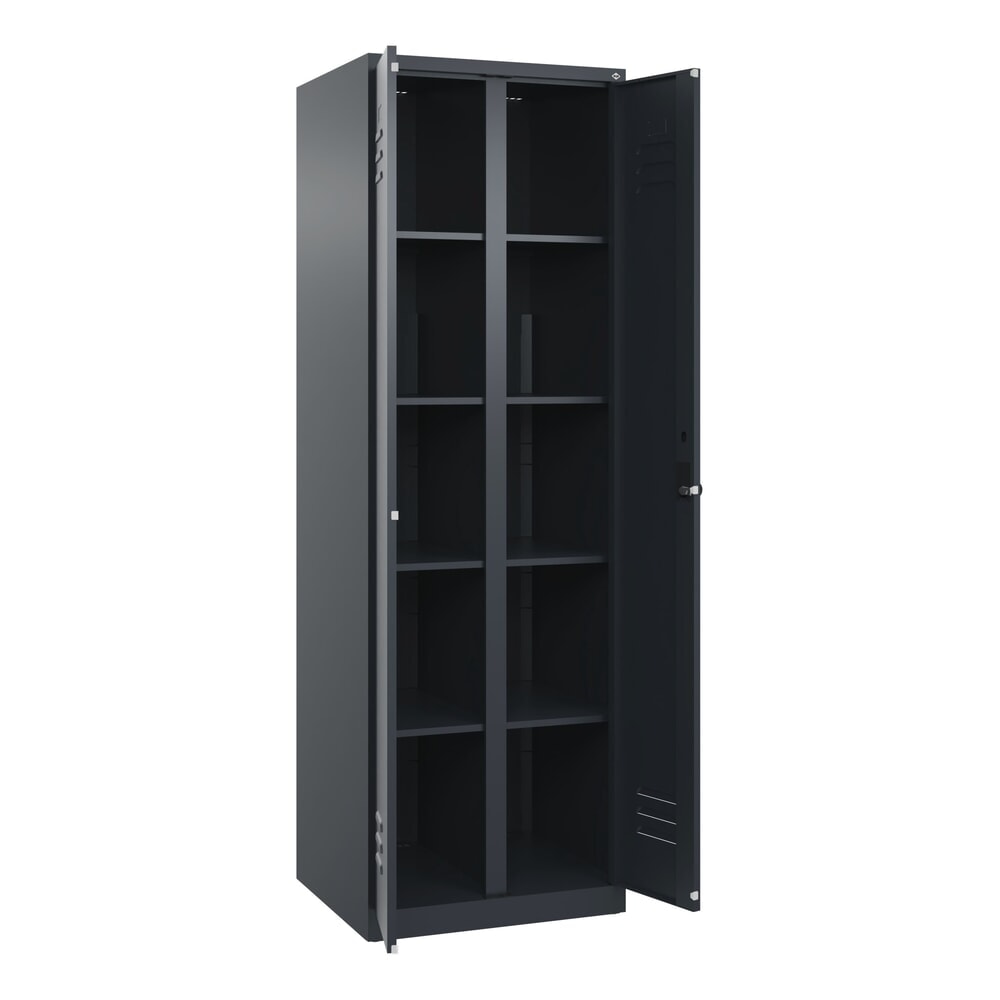 Illustration du produit: C+P Wäsche-Spind Classic PLUS, 2 Abteile, HxBxT 1.850 x 600 x 500 mm, anthrazitgrau, anthrazitgrau, für Vorhängeschloss, mit Mitteltrennwand