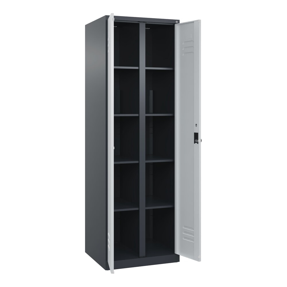 Illustration du produit: C+P Wäsche-Spind Classic PLUS, 2 Abteile, HxBxT 1.850 x 600 x 500 mm, anthrazitgrau, lichtgrau, für Vorhängeschloss, mit Mitteltrennwand