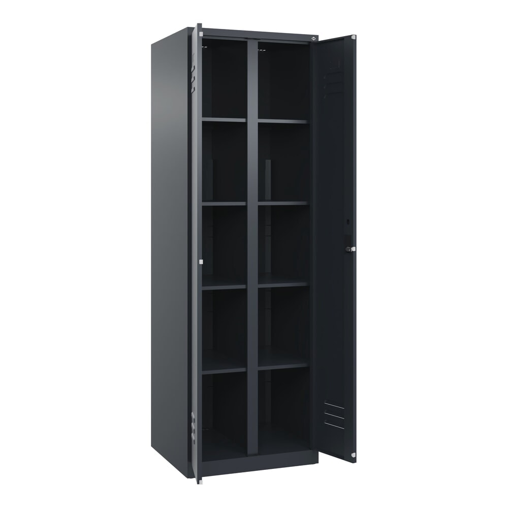 Illustration du produit: C+P Wäsche-Spind Classic PLUS, 2 Abteile, HxBxT 1.850 x 600 x 500 mm, anthrazitgrau, anthrazitgrau, Zylinderschloss, mit Mitteltrennwand