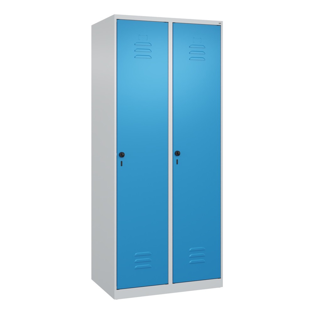 Produktabbildung: C+P Wäsche-Spind Classic PLUS, 2 Abteile, HxBxT 1.850 x 800 x 500 mm, lichtgrau, lichtblau, für Vorhängeschloss, ohne Mitteltrennwand