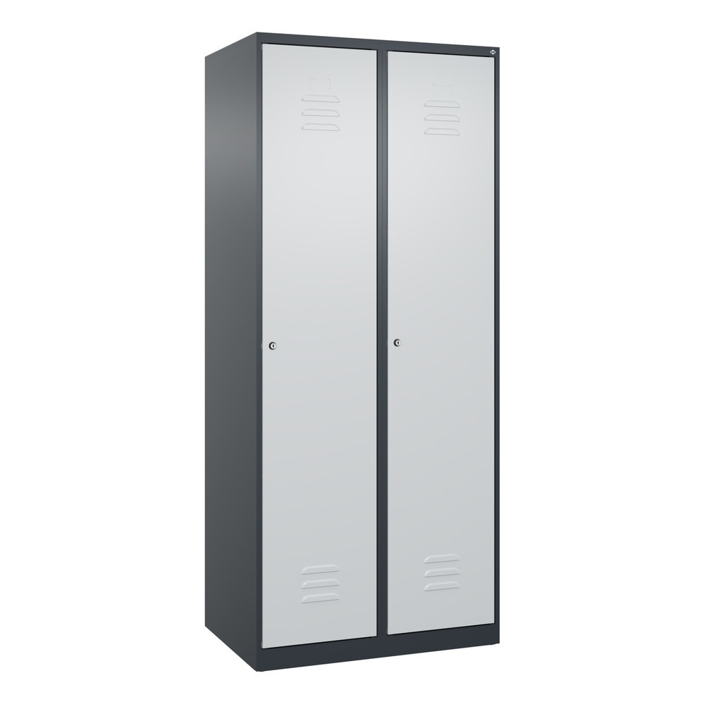 Produktabbildung: C+P Wäsche-Spind Classic PLUS, 2 Abteile, HxBxT 1.850 x 800 x 500 mm, anthrazitgrau, lichtgrau, Zylinderschloss, ohne Mitteltrennwand