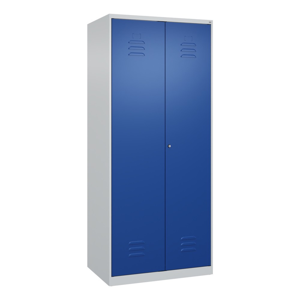 Produktabbildung: C+P Wäsche-Spind Classic PLUS, 2 Abteile, HxBxT 1.850 x 800 x 500 mm, lichtgrau, enzianblau, Zylinderschloss, mit Mitteltrennwand