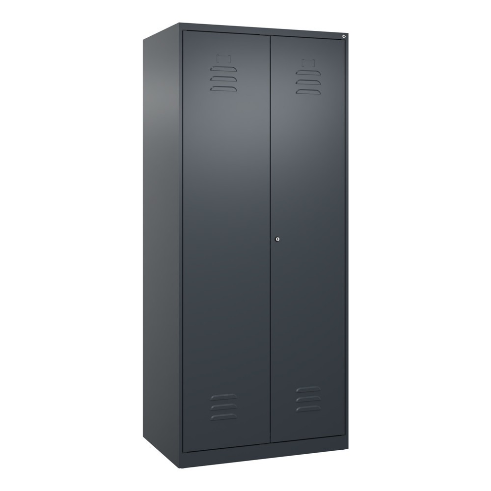 Produktabbildung: C+P Wäsche-Spind Classic PLUS, 2 Abteile, HxBxT 1.850 x 800 x 500 mm, anthrazitgrau, anthrazitgrau, Zylinderschloss, mit Mitteltrennwand