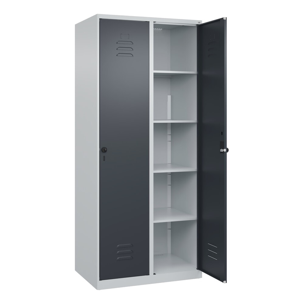 Illustration du produit: C+P Wäsche-Spind Classic PLUS, 2 Abteile, HxBxT 1.850 x 800 x 500 mm, lichtgrau, anthrazitgrau, für Vorhängeschloss, ohne Mitteltrennwand