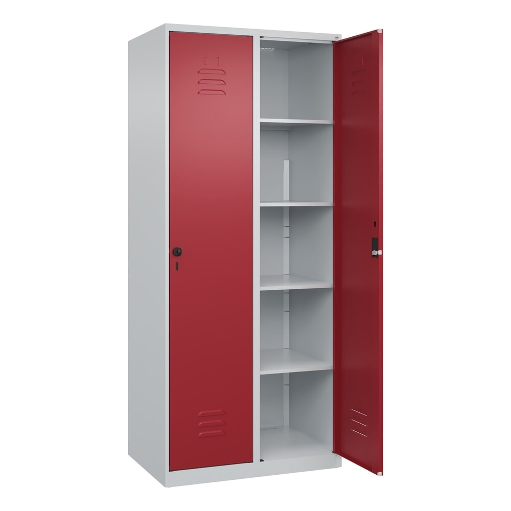 Illustration du produit: C+P Wäsche-Spind Classic PLUS, 2 Abteile, HxBxT 1.850 x 800 x 500 mm, lichtgrau, rubinrot, Zylinderschloss, ohne Mitteltrennwand