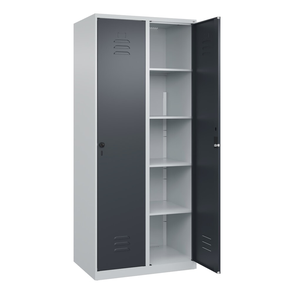 Produktabbildung Nr. 1: C+P Wäsche-Spind Classic PLUS, 2 Abteile, HxBxT 1.850 x 800 x 500 mm, lichtgrau, anthrazitgrau, Zylinderschloss, ohne Mitteltrennwand