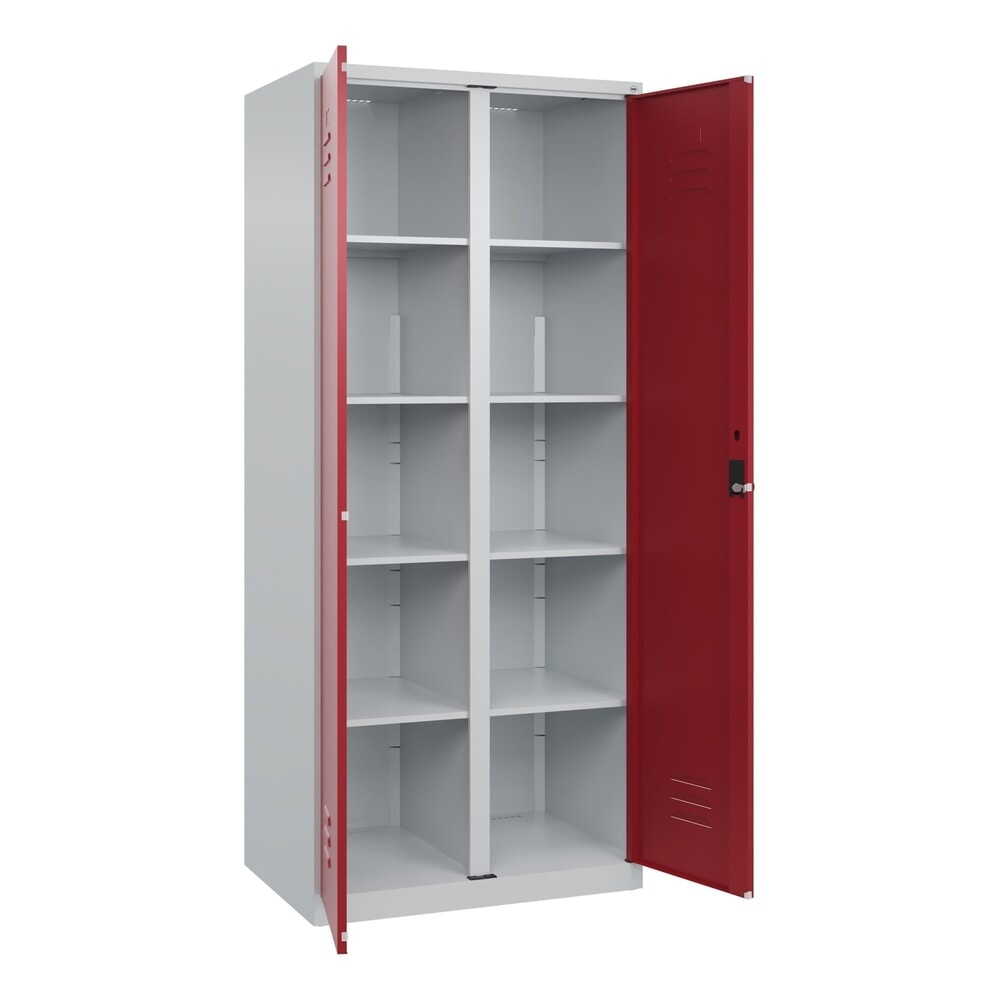 Illustration du produit: C+P Wäsche-Spind Classic PLUS, 2 Abteile, HxBxT 1.850 x 800 x 500 mm, lichtgrau, rubinrot, für Vorhängeschloss, mit Mitteltrennwand
