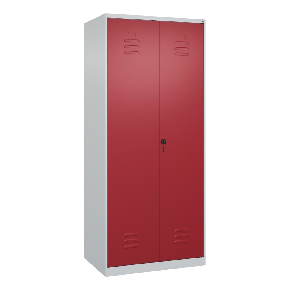 N° de l'image du produit 9 : C+P Wäsche-Spind Classic PLUS, 2 Abteile, HxBxT 1.850 x 800 x 500 mm, lichtgrau, rubinrot, für Vorhängeschloss, mit Mitteltrennwand