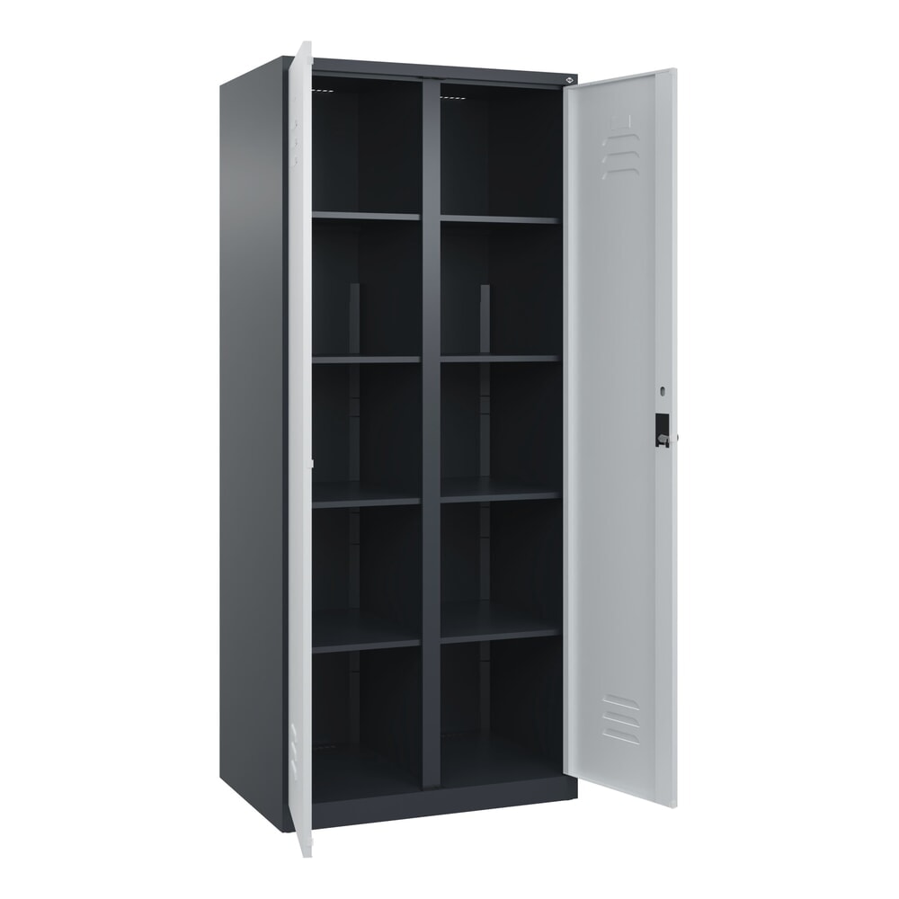 Produktabbildung: C+P Wäsche-Spind Classic PLUS, 2 Abteile, HxBxT 1.850 x 800 x 500 mm, anthrazitgrau, lichtgrau, für Vorhängeschloss, mit Mitteltrennwand