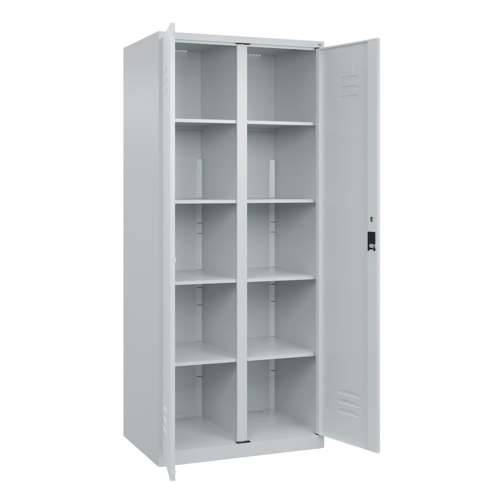 N° de l'image du produit 1 : C+P Wäsche-Spind Classic PLUS, 2 Abteile, HxBxT 1.850 x 800 x 500 mm, lichtgrau, lichtgrau, Zylinderschloss, mit Mitteltrennwand