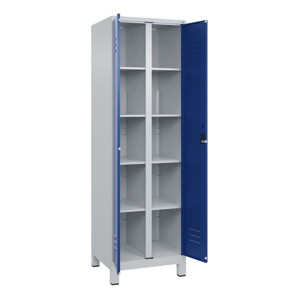C+P Wäsche-Spind Classic PLUS, Füsse, 2 Abteile, HxBxT 1.950 x 600 x 500 mm, lichtgrau, enzianblau, Zylinderschloss, mit Mitteltrennwand Produktabbildung: C+P Wäsche-Spind Classic PLUS, Füsse, 2 Abteile, HxBxT 1.950 x 600 x 500 mm, lichtgrau, enzianblau, Zylinderschloss, mit Mitteltrennwand