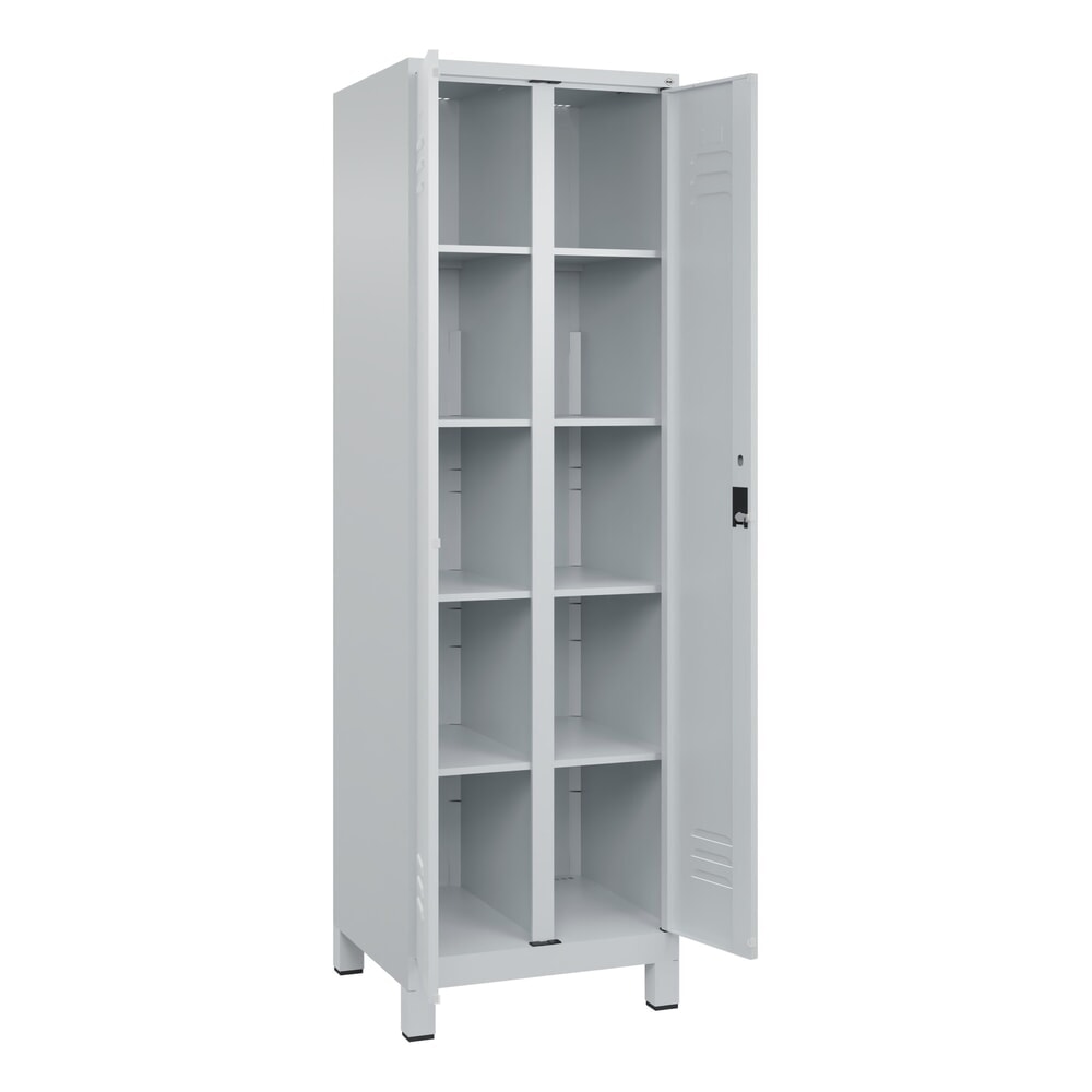 Produktabbildung: C+P Wäsche-Spind Classic PLUS, Füsse, 2 Abteile, HxBxT 1.950 x 600 x 500 mm, lichtgrau, lichtgrau, Zylinderschloss, mit Mitteltrennwand