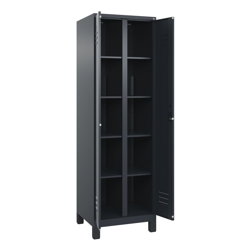 C+P Wäsche-Spind Classic PLUS, Füsse, 2 Abteile, HxBxT 1.950 x 600 x 500 mm, anthrazitgrau, anthrazitgrau, Zylinderschloss, mit Mitteltrennwand Produktabbildung: C+P Wäsche-Spind Classic PLUS, Füsse, 2 Abteile, HxBxT 1.950 x 600 x 500 mm, anthrazitgrau, anthrazitgrau, Zylinderschloss, mit Mitteltrennwand