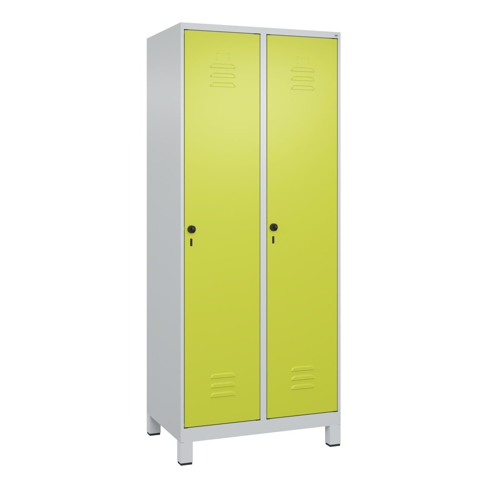 Produktabbildung Nr. 9: C+P Wäsche-Spind Classic PLUS, Füsse, 2 Abteile, HxBxT 1.950 x 800 x 500 mm, lichtgrau, clowngrün, für Vorhängeschloss, ohne Mitteltrennwand