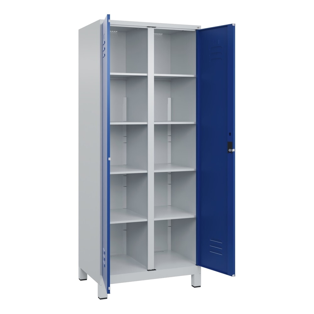 C+P Wäsche-Spind Classic PLUS, Füsse, 2 Abteile, HxBxT 1.950 x 800 x 500 mm, lichtgrau, enzianblau, Zylinderschloss, mit Mitteltrennwand Produktabbildung: C+P Wäsche-Spind Classic PLUS, Füsse, 2 Abteile, HxBxT 1.950 x 800 x 500 mm, lichtgrau, enzianblau, Zylinderschloss, mit Mitteltrennwand