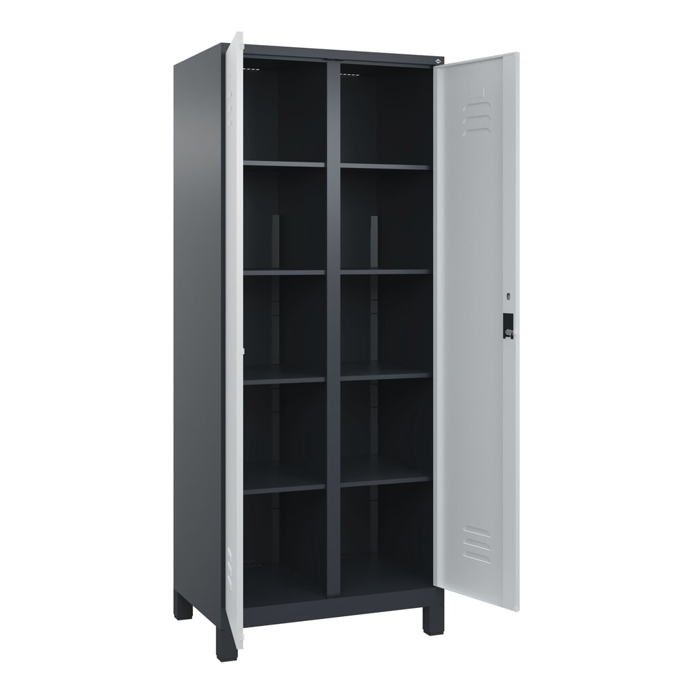 C+P Wäsche-Spind Classic PLUS, Füsse, 2 Abteile, HxBxT 1.950 x 800 x 500 mm, anthrazitgrau, lichtgrau, Zylinderschloss, mit Mitteltrennwand Produktabbildung Nr. 1: C+P Wäsche-Spind Classic PLUS, Füsse, 2 Abteile, HxBxT 1.950 x 800 x 500 mm, anthrazitgrau, lichtgrau, Zylinderschloss, mit Mitteltrennwand