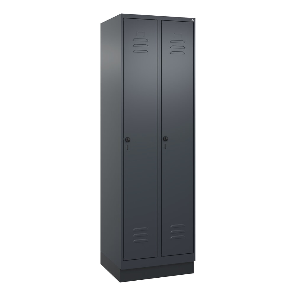 Produktabbildung Nr. 9: C+P Wäsche-Spind Classic PLUS, Sockel, 2 Abteile, HxBxT 1.950 x 600 x 500 mm, anthrazitgrau, anthrazitgrau, für Vorhängeschloss, ohne Mitteltrennwand