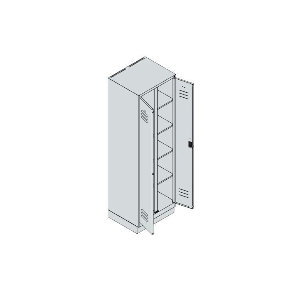 N° de l'image du produit 8 : C+P Wäsche-Spind Classic PLUS, Sockel, 2 Abteile, HxBxT 1.950 x 600 x 500 mm, lichtgrau, lichtgrau, für Vorhängeschloss, mit Mitteltrennwand