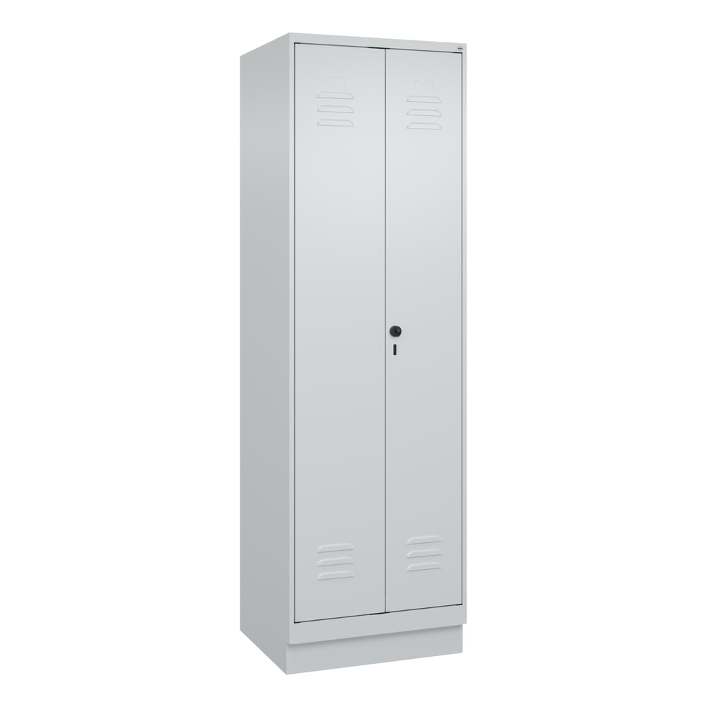 N° de l'image du produit 9 : C+P Wäsche-Spind Classic PLUS, Sockel, 2 Abteile, HxBxT 1.950 x 600 x 500 mm, lichtgrau, lichtgrau, für Vorhängeschloss, mit Mitteltrennwand