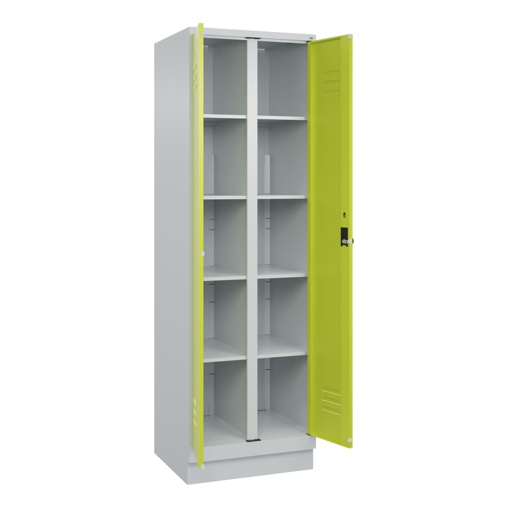 C+P Wäsche-Spind Classic PLUS, Sockel, 2 Abteile, HxBxT 1.950 x 600 x 500 mm, lichtgrau, clowngrün, für Vorhängeschloss, mit Mitteltrennwand Produktabbildung: C+P Wäsche-Spind Classic PLUS, Sockel, 2 Abteile, HxBxT 1.950 x 600 x 500 mm, lichtgrau, clowngrün, für Vorhängeschloss, mit Mitteltrennwand