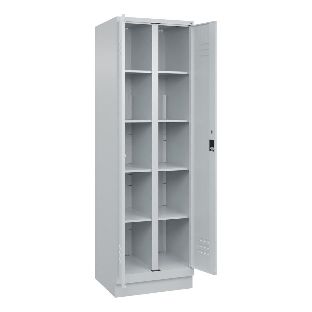 C+P Wäsche-Spind Classic PLUS, Sockel, 2 Abteile, HxBxT 1.950 x 600 x 500 mm, lichtgrau, lichtgrau, Zylinderschloss, mit Mitteltrennwand Produktabbildung: C+P Wäsche-Spind Classic PLUS, Sockel, 2 Abteile, HxBxT 1.950 x 600 x 500 mm, lichtgrau, lichtgrau, Zylinderschloss, mit Mitteltrennwand